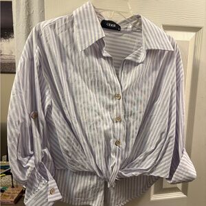 Cider Lavender and White Striped Blouse